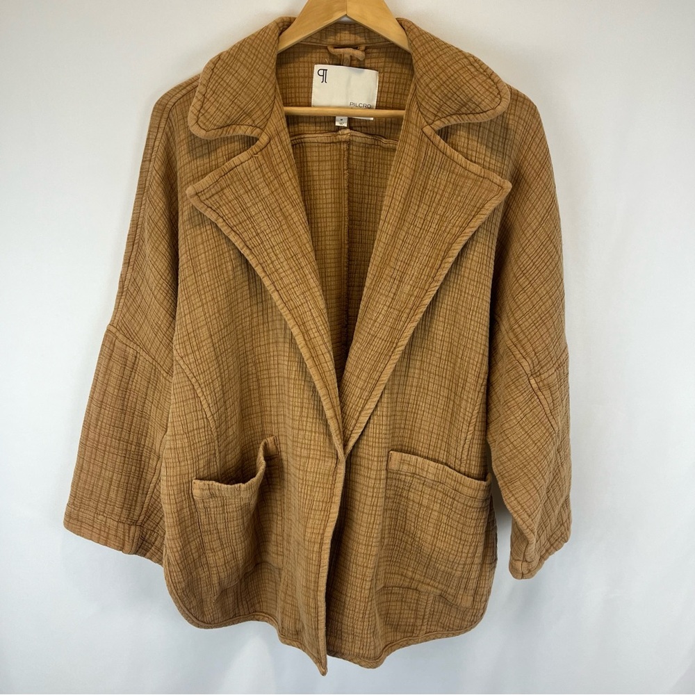 Pilcro Textured Teddy Jacket in Caramel - Picture 2 of 11